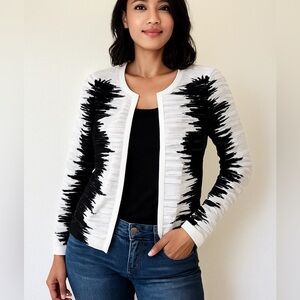 LAFAYETTE 148 New York  Black and White Textured Cardigan
